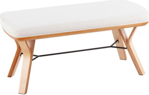 Folia Mid-Century Modern Bench In Natural Wood And Cream Fabric By ... with Unveiling the Timeless Appeal of the Folia Mid-Century Modern Bench
